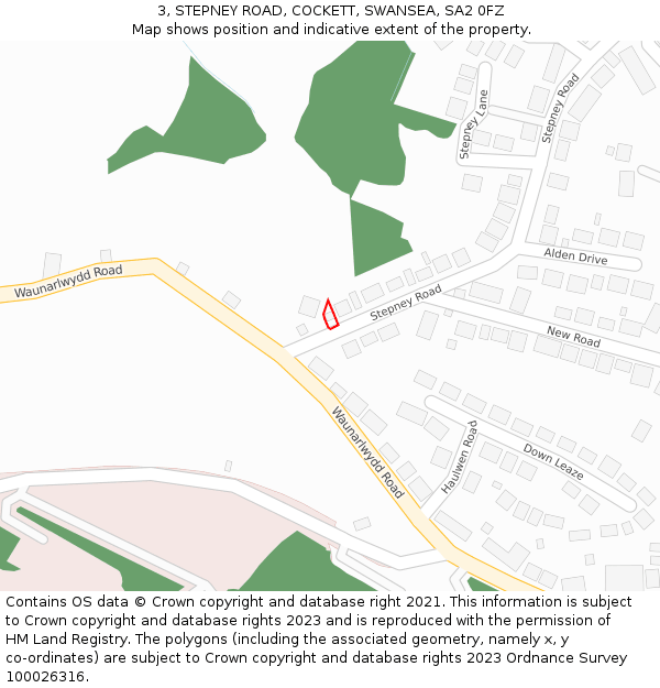 3, STEPNEY ROAD, COCKETT, SWANSEA, SA2 0FZ: Location map and indicative extent of plot