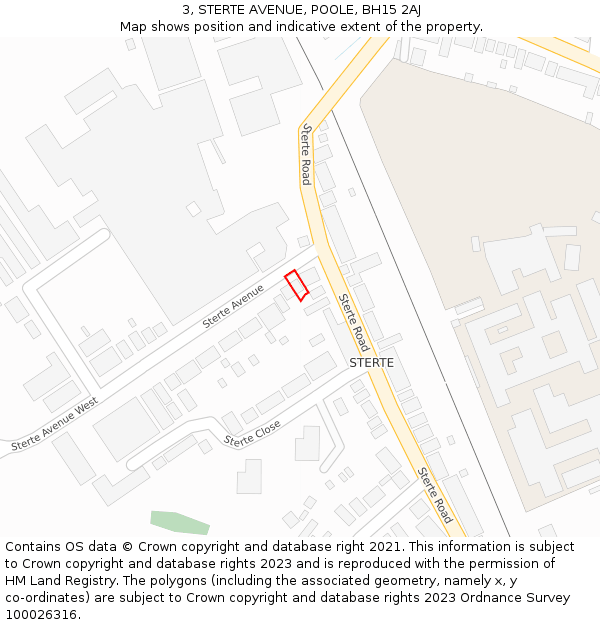 3, STERTE AVENUE, POOLE, BH15 2AJ: Location map and indicative extent of plot