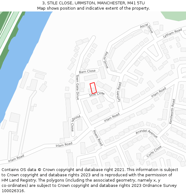 3, STILE CLOSE, URMSTON, MANCHESTER, M41 5TU: Location map and indicative extent of plot