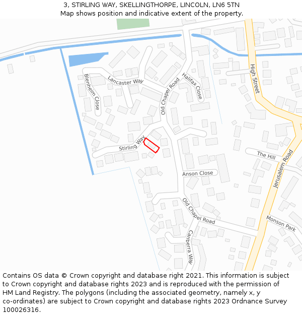 3, STIRLING WAY, SKELLINGTHORPE, LINCOLN, LN6 5TN: Location map and indicative extent of plot