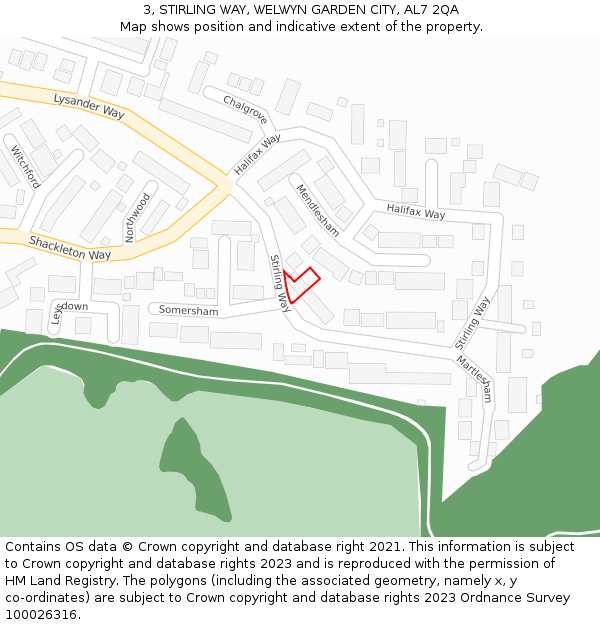 3, STIRLING WAY, WELWYN GARDEN CITY, AL7 2QA: Location map and indicative extent of plot