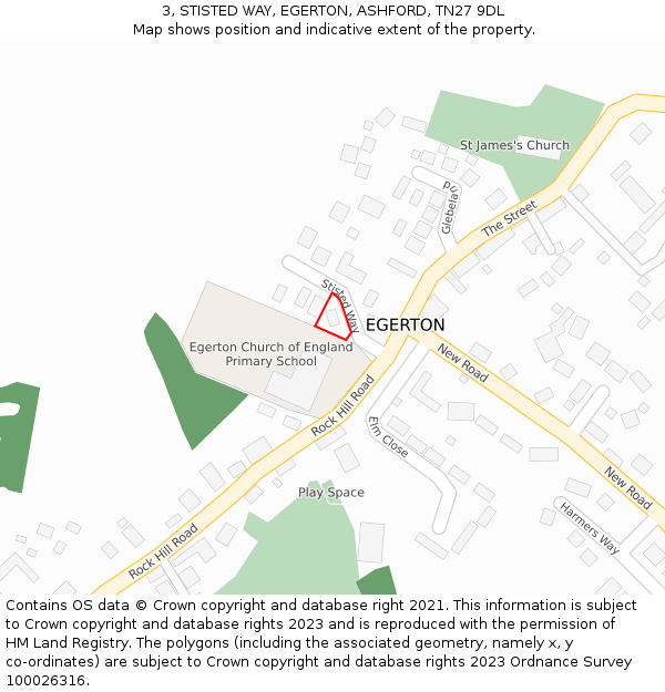 3, STISTED WAY, EGERTON, ASHFORD, TN27 9DL: Location map and indicative extent of plot