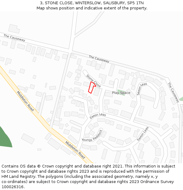 3, STONE CLOSE, WINTERSLOW, SALISBURY, SP5 1TN: Location map and indicative extent of plot