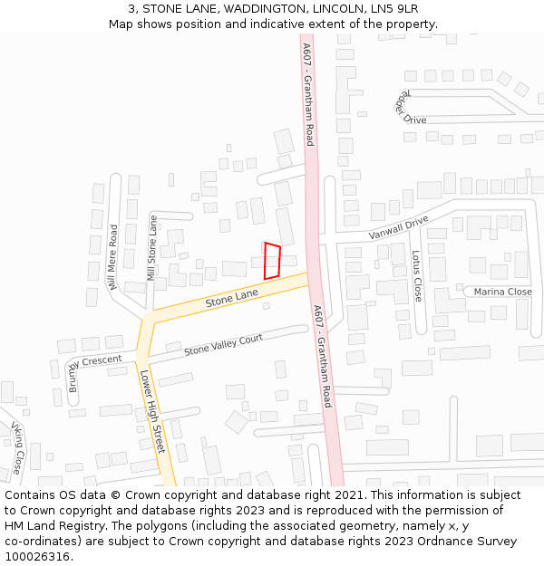 3, STONE LANE, WADDINGTON, LINCOLN, LN5 9LR: Location map and indicative extent of plot