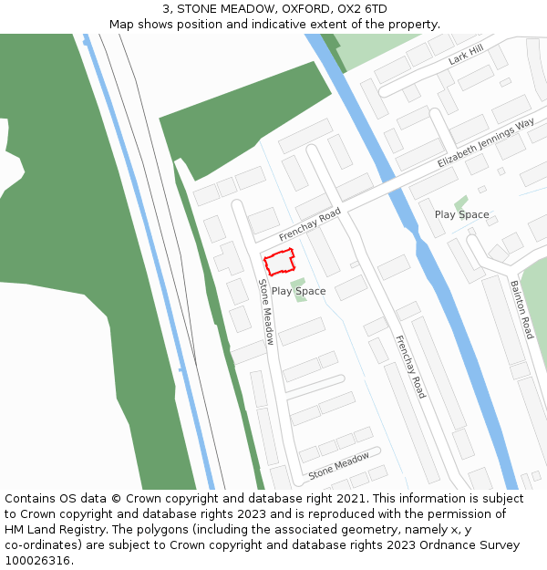 3, STONE MEADOW, OXFORD, OX2 6TD: Location map and indicative extent of plot