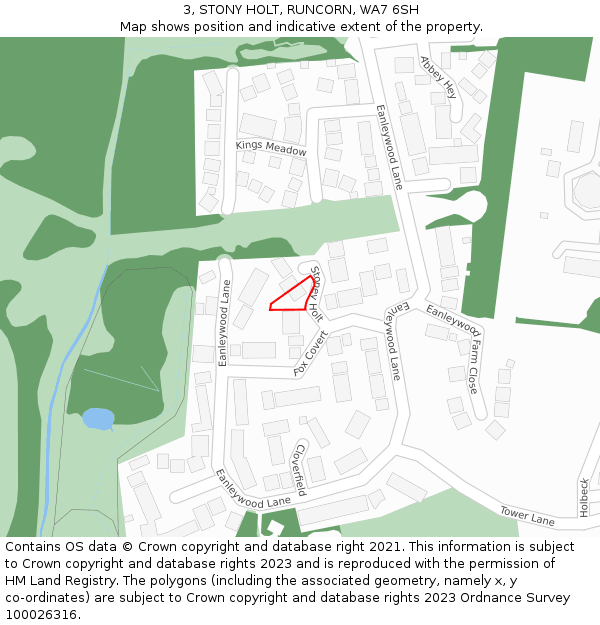 3, STONY HOLT, RUNCORN, WA7 6SH: Location map and indicative extent of plot