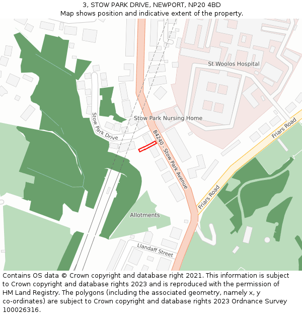 3, STOW PARK DRIVE, NEWPORT, NP20 4BD: Location map and indicative extent of plot