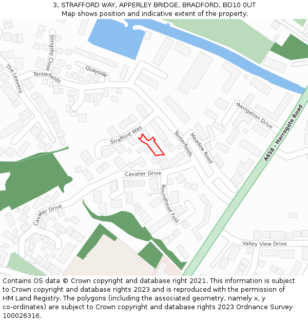3, STRAFFORD WAY, APPERLEY BRIDGE, BRADFORD, BD10 0UT: Location map and indicative extent of plot
