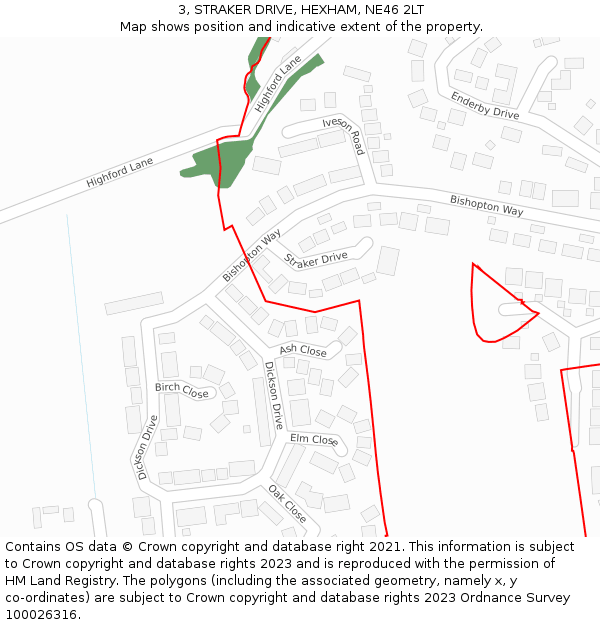 3, STRAKER DRIVE, HEXHAM, NE46 2LT: Location map and indicative extent of plot