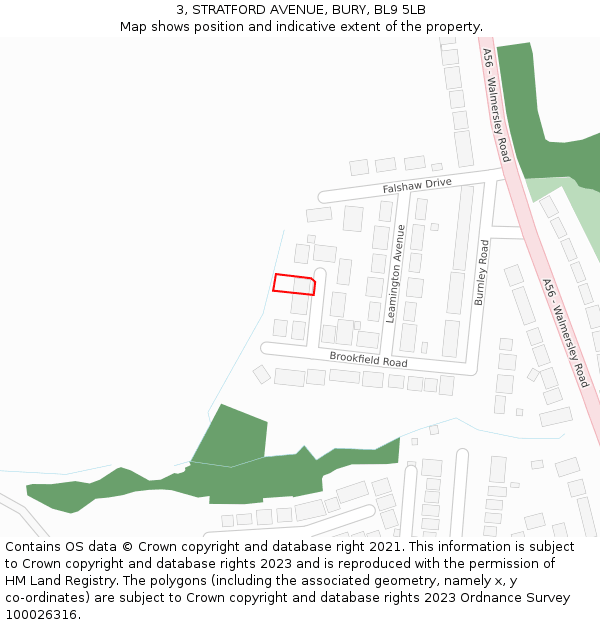 3, STRATFORD AVENUE, BURY, BL9 5LB: Location map and indicative extent of plot