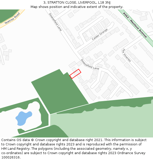 3, STRATTON CLOSE, LIVERPOOL, L18 3NJ: Location map and indicative extent of plot