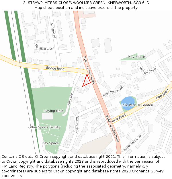 3, STRAWPLAITERS CLOSE, WOOLMER GREEN, KNEBWORTH, SG3 6LD: Location map and indicative extent of plot