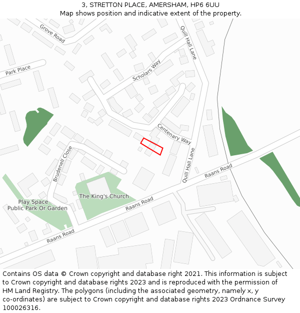 3, STRETTON PLACE, AMERSHAM, HP6 6UU: Location map and indicative extent of plot