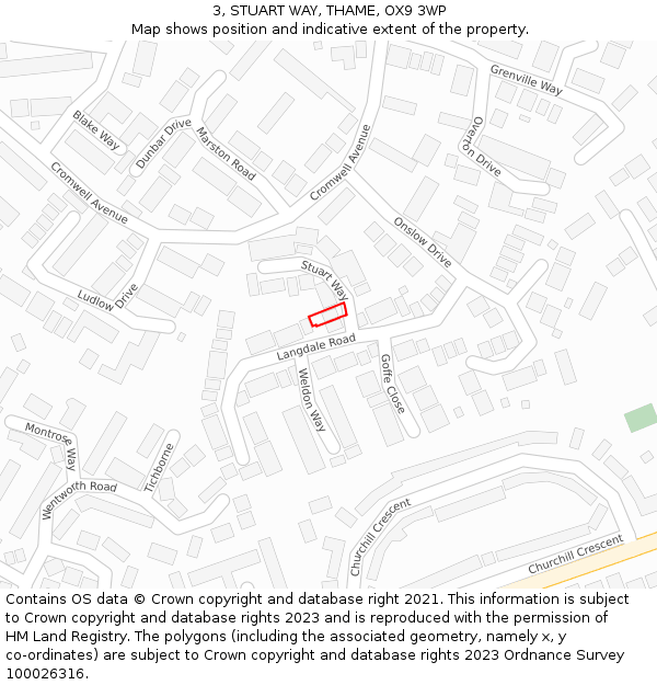 3, STUART WAY, THAME, OX9 3WP: Location map and indicative extent of plot