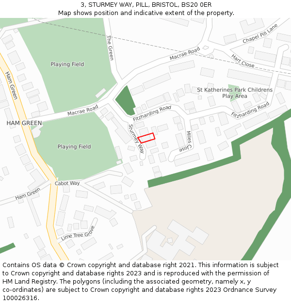 3, STURMEY WAY, PILL, BRISTOL, BS20 0ER: Location map and indicative extent of plot