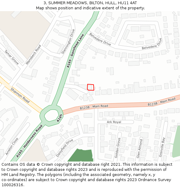 3, SUMMER MEADOWS, BILTON, HULL, HU11 4AT: Location map and indicative extent of plot