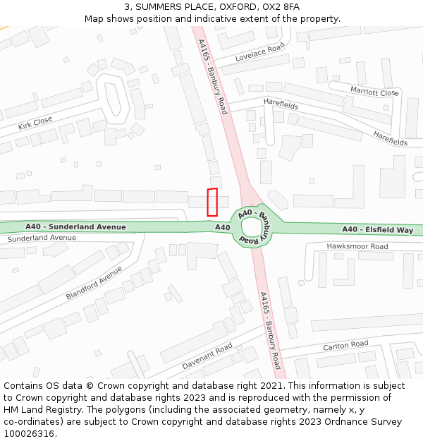 3, SUMMERS PLACE, OXFORD, OX2 8FA: Location map and indicative extent of plot