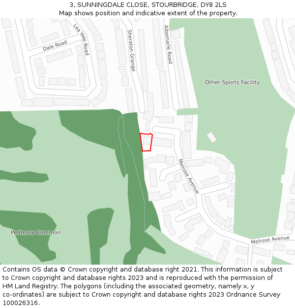 3, SUNNINGDALE CLOSE, STOURBRIDGE, DY8 2LS: Location map and indicative extent of plot