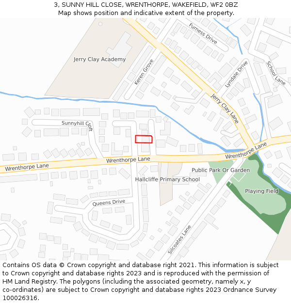 3, SUNNY HILL CLOSE, WRENTHORPE, WAKEFIELD, WF2 0BZ: Location map and indicative extent of plot