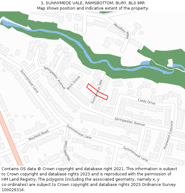 3, SUNNYMEDE VALE, RAMSBOTTOM, BURY, BL0 9RR: Location map and indicative extent of plot
