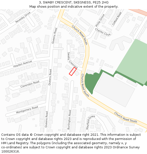 3, SWABY CRESCENT, SKEGNESS, PE25 2HG: Location map and indicative extent of plot