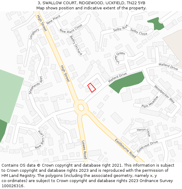 3, SWALLOW COURT, RIDGEWOOD, UCKFIELD, TN22 5YB: Location map and indicative extent of plot