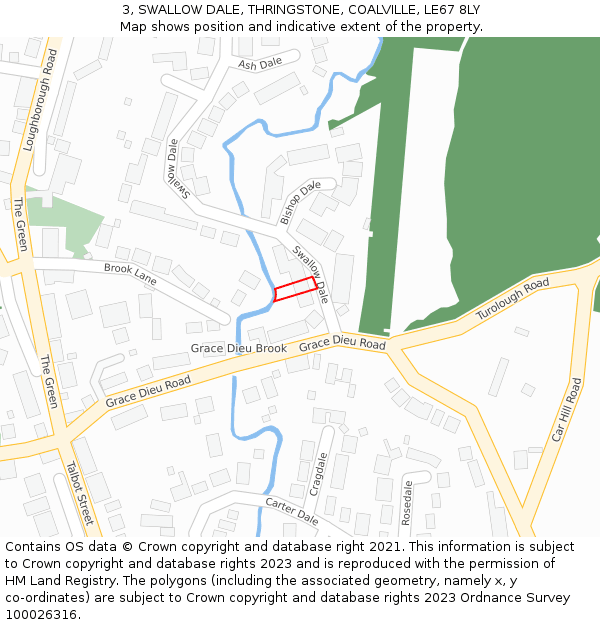 3, SWALLOW DALE, THRINGSTONE, COALVILLE, LE67 8LY: Location map and indicative extent of plot