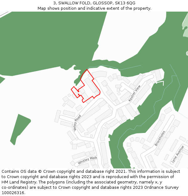 3, SWALLOW FOLD, GLOSSOP, SK13 6QG: Location map and indicative extent of plot