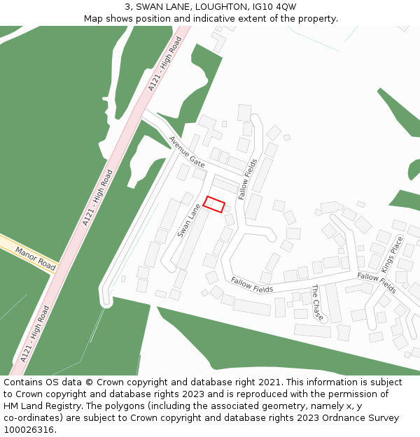 3, SWAN LANE, LOUGHTON, IG10 4QW: Location map and indicative extent of plot