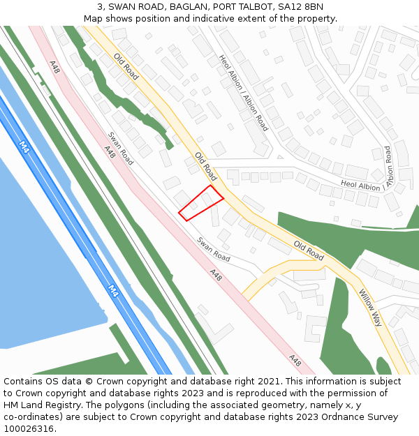 3, SWAN ROAD, BAGLAN, PORT TALBOT, SA12 8BN: Location map and indicative extent of plot