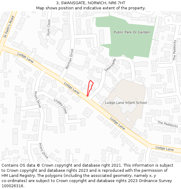 3, SWANSGATE, NORWICH, NR6 7HT: Location map and indicative extent of plot