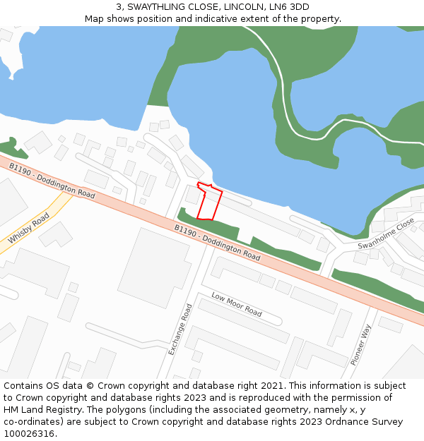 3, SWAYTHLING CLOSE, LINCOLN, LN6 3DD: Location map and indicative extent of plot