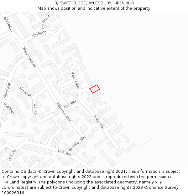 3, SWIFT CLOSE, AYLESBURY, HP19 0UR: Location map and indicative extent of plot