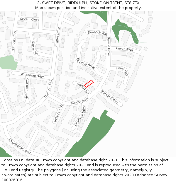 3, SWIFT DRIVE, BIDDULPH, STOKE-ON-TRENT, ST8 7TX: Location map and indicative extent of plot
