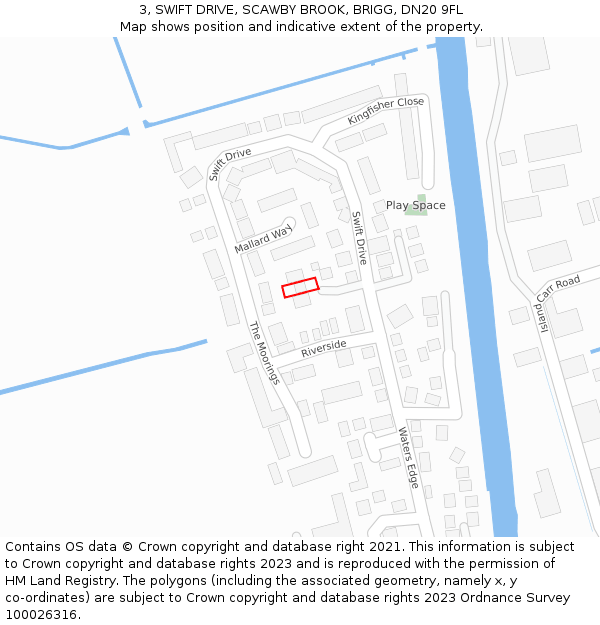 3, SWIFT DRIVE, SCAWBY BROOK, BRIGG, DN20 9FL: Location map and indicative extent of plot