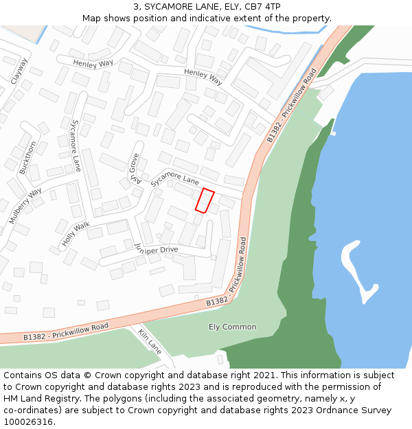 3, SYCAMORE LANE, ELY, CB7 4TP: Location map and indicative extent of plot