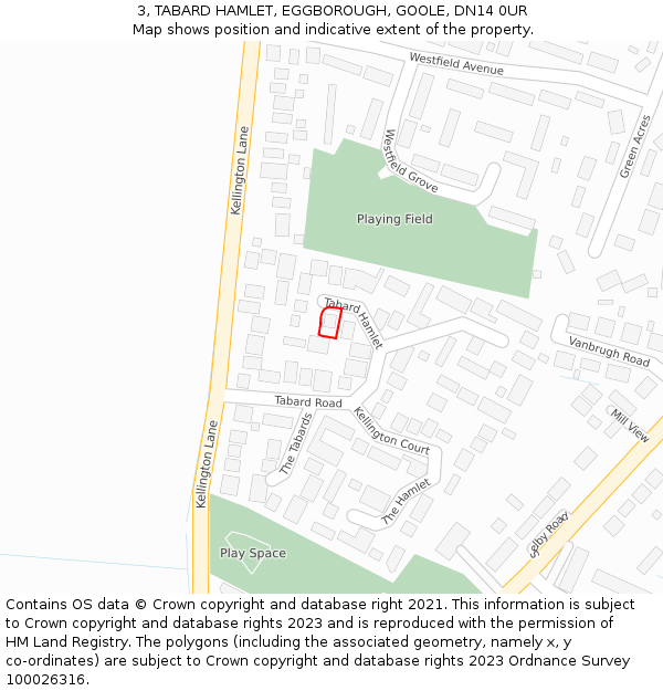 3, TABARD HAMLET, EGGBOROUGH, GOOLE, DN14 0UR: Location map and indicative extent of plot