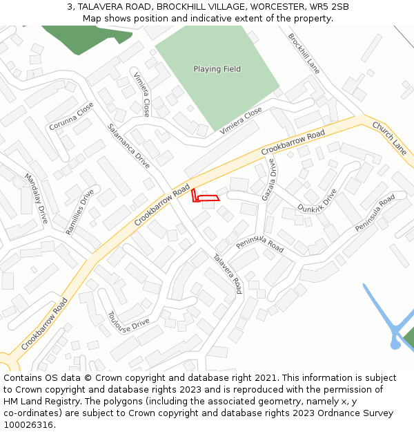 3, TALAVERA ROAD, BROCKHILL VILLAGE, WORCESTER, WR5 2SB: Location map and indicative extent of plot