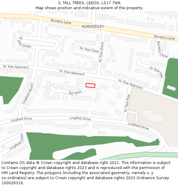 3, TALL TREES, LEEDS, LS17 7WA: Location map and indicative extent of plot