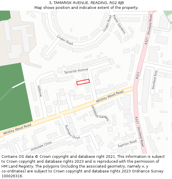 3, TAMARISK AVENUE, READING, RG2 8JB: Location map and indicative extent of plot