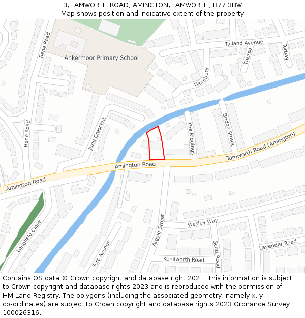 3, TAMWORTH ROAD, AMINGTON, TAMWORTH, B77 3BW: Location map and indicative extent of plot