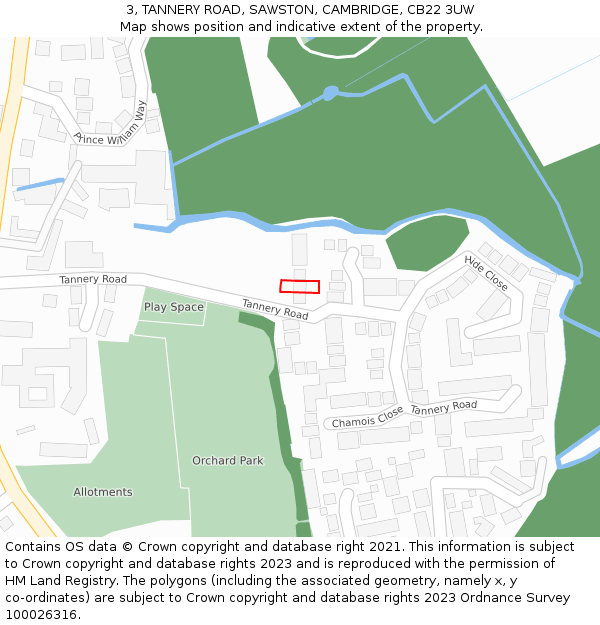 3, TANNERY ROAD, SAWSTON, CAMBRIDGE, CB22 3UW: Location map and indicative extent of plot