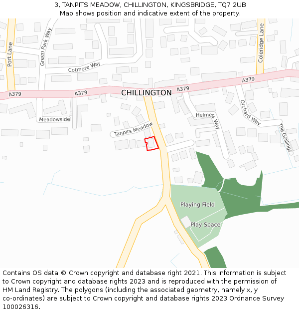 3, TANPITS MEADOW, CHILLINGTON, KINGSBRIDGE, TQ7 2UB: Location map and indicative extent of plot