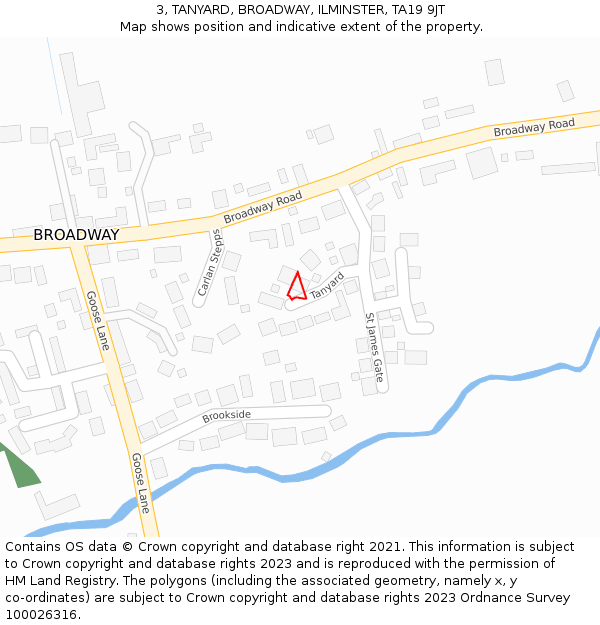 3, TANYARD, BROADWAY, ILMINSTER, TA19 9JT: Location map and indicative extent of plot