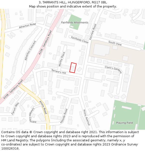 3, TARRANTS HILL, HUNGERFORD, RG17 0BL: Location map and indicative extent of plot