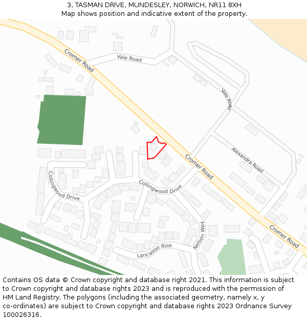 3, TASMAN DRIVE, MUNDESLEY, NORWICH, NR11 8XH: Location map and indicative extent of plot