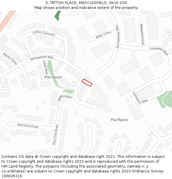 3, TATTON PLACE, MACCLESFIELD, SK10 2GS: Location map and indicative extent of plot