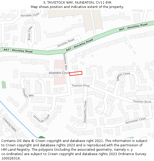 3, TAVISTOCK WAY, NUNEATON, CV11 6YA: Location map and indicative extent of plot