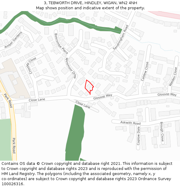 3, TEBWORTH DRIVE, HINDLEY, WIGAN, WN2 4NH: Location map and indicative extent of plot