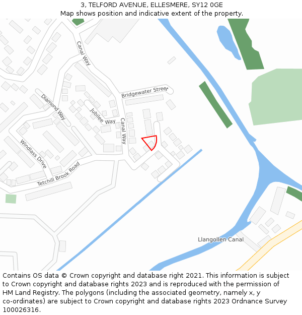 3, TELFORD AVENUE, ELLESMERE, SY12 0GE: Location map and indicative extent of plot